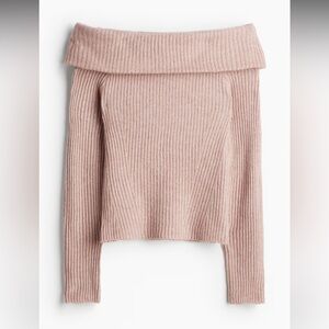 H&M Soft Pink Off-the-shoulder‎ ribbed Sweater/top for women. SIZE M